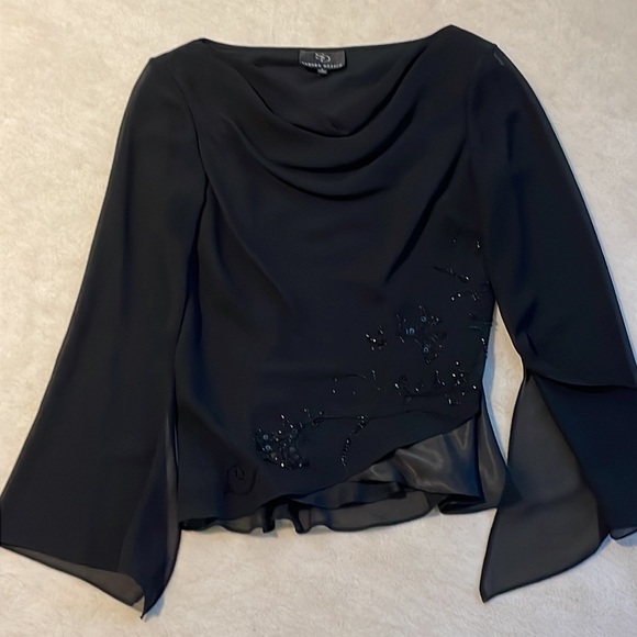 SANDRA DARREN BLACK CREPE BLOUSE size 6 - Picture 4 of 7